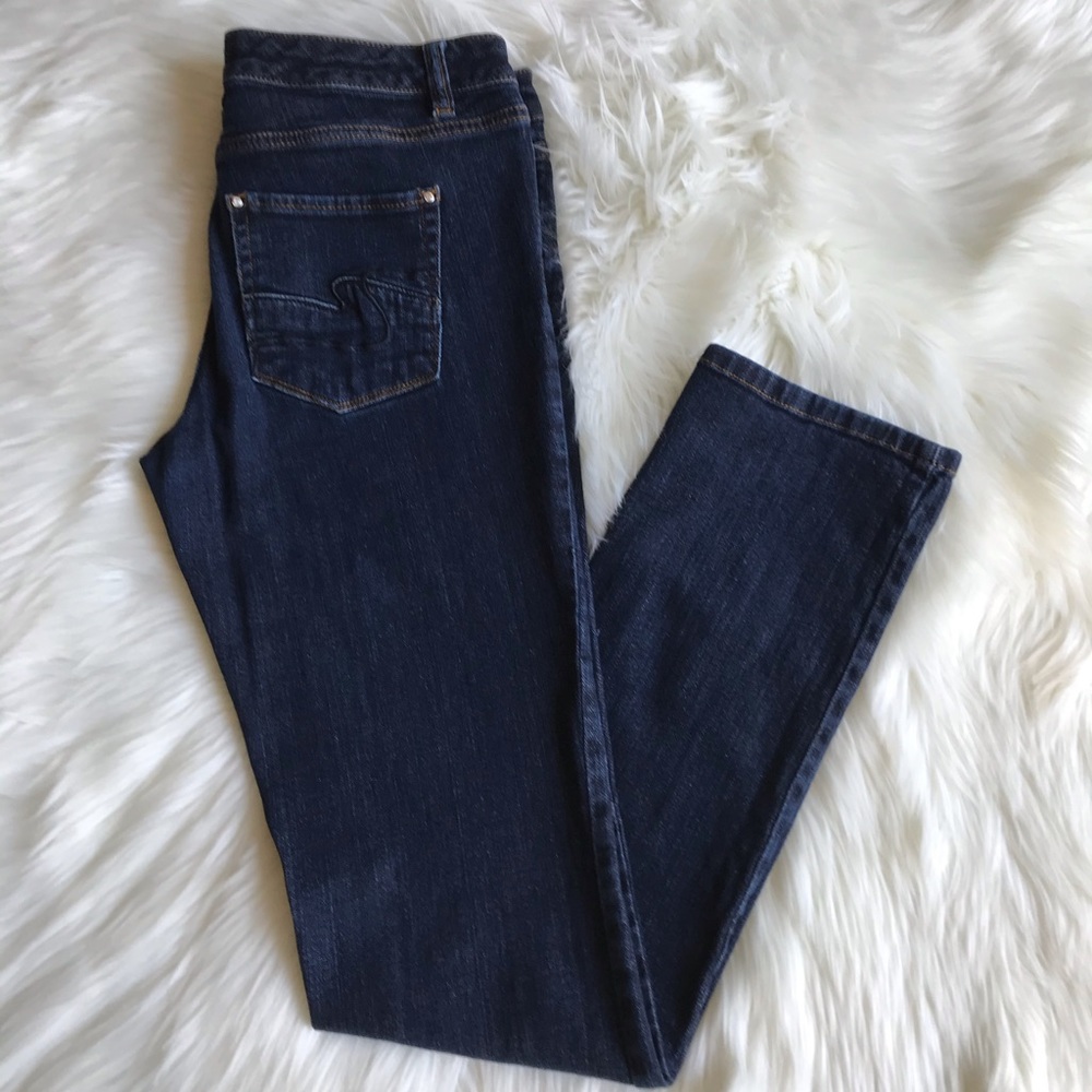 WHBM Blanc Feel Beautiful Slim Dark Jeans; SZ 4R.